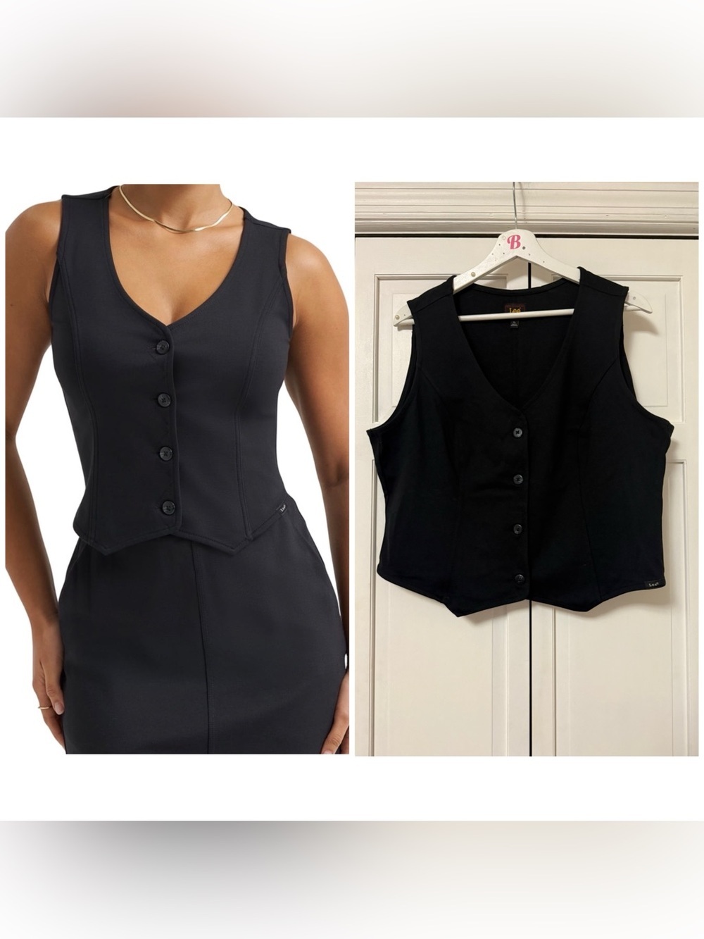 Lee Black V-Neck Sleeveless Top Vest Button Up Steam Punk 90’s Grunge Baddie XL